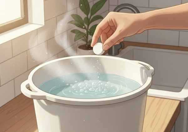 Add tablets to hot water
